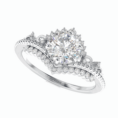 1.10 TCW Round Brilliant Cut Solitaire With Accents 18K Lab Grown Diamond Ring for Women