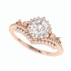 1.10 TCW Round Brilliant Cut Solitaire With Accents 18K Lab Grown Diamond Ring for Women
