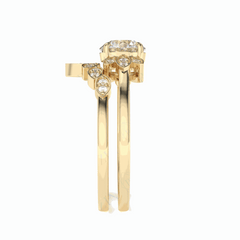Anillo nupcial de diamantes cultivados en laboratorio de 18 quilates con corte brillante redondo de 1,20 TCW para mujer
