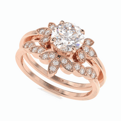 Anillo nupcial de diamantes cultivados en laboratorio de 18 quilates con corte brillante redondo de 1,20 TCW para mujer