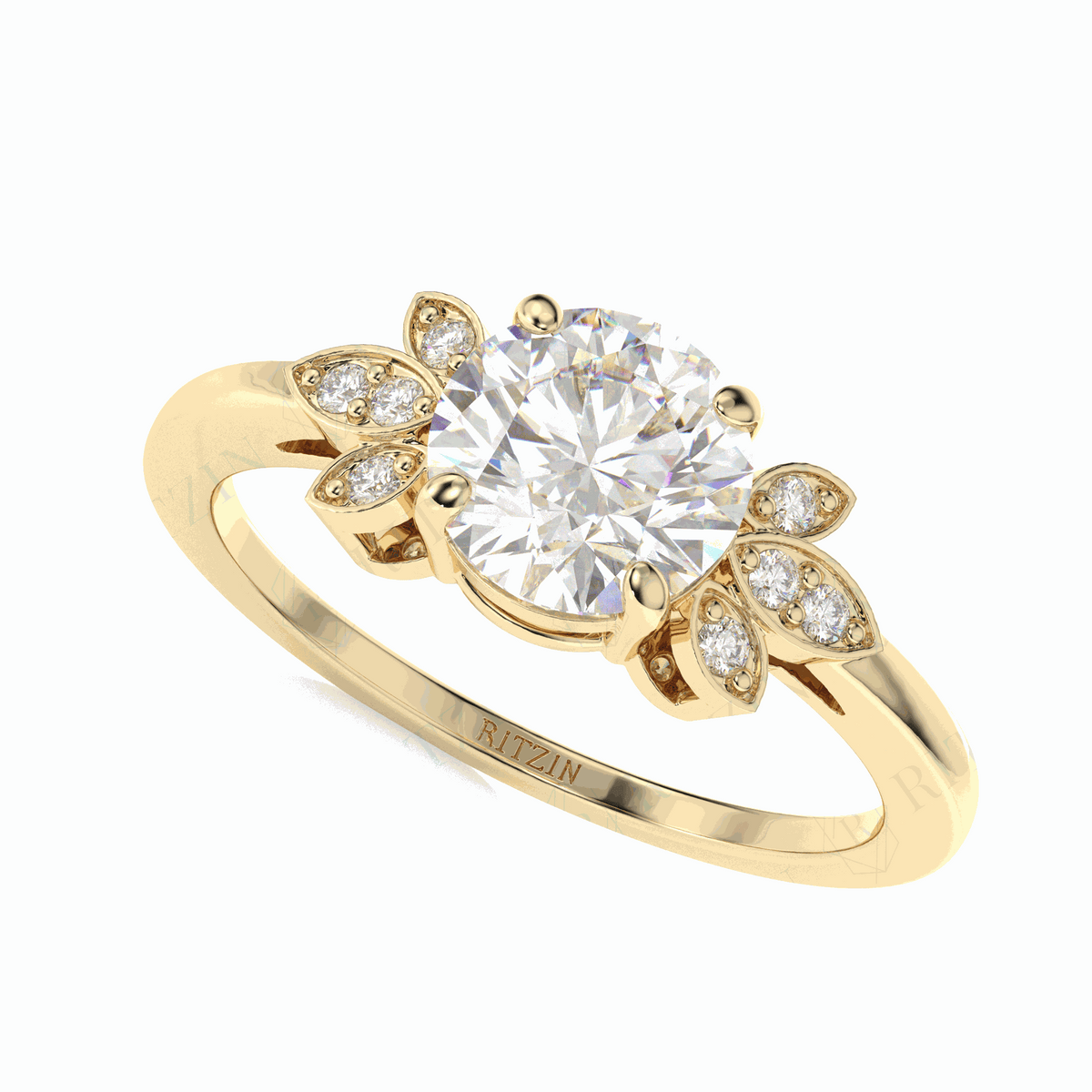 1.00 TCW Round Brilliant Cut Solitaire With Accents 18K Lab Grown Diamond Ring for Women