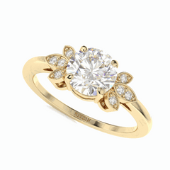 1.00 TCW Round Brilliant Cut Solitaire With Accents 18K Lab Grown Diamond Ring for Women