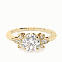 1.00 TCW Round Brilliant Cut Solitaire With Accents 18K Lab Grown Diamond Ring for Women