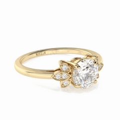 1.00 TCW Round Brilliant Cut Solitaire With Accents 18K Lab Grown Diamond Ring for Women