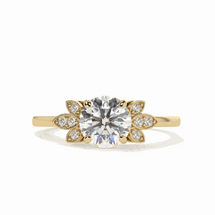 1.00 TCW Round Brilliant Cut Solitaire With Accents 18K Lab Grown Diamond Ring for Women