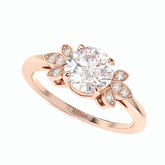 1.00 TCW Round Brilliant Cut Solitaire With Accents 18K Lab Grown Diamond Ring for Women