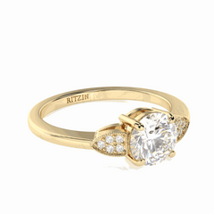 Anillo solitario de diamantes cultivados en laboratorio de 18 quilates con corte brillante redondo y detalles de 1,00 TCW para mujer
