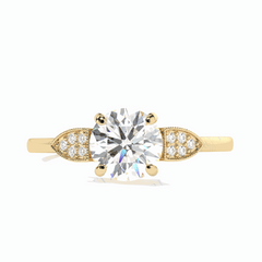 Anillo solitario de diamantes cultivados en laboratorio de 18 quilates con corte brillante redondo y detalles de 1,00 TCW para mujer