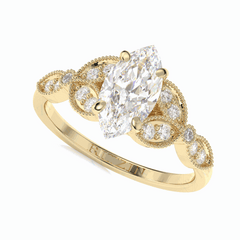 Anillo solitario de diamantes cultivados en laboratorio de 18 quilates con corte marquesa y detalles de 1,20 TCW para mujer
