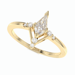 0.50 TCW Kite Cut Solitaire With Accents 18K Lab Grown Diamond Ring for Women