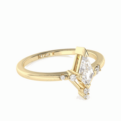 0.50 TCW Kite Cut Solitaire With Accents 18K Lab Grown Diamond Ring for Women