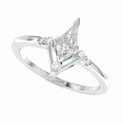 0.50 TCW Kite Cut Solitaire With Accents 18K Lab Grown Diamond Ring for Women