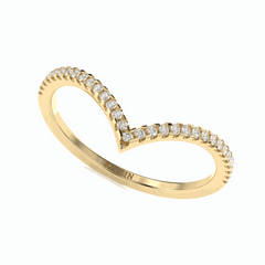Anillo de diamantes cultivados en laboratorio de 18 quilates con corte brillante redondo Chevron para mujer