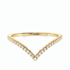 Anillo de diamantes cultivados en laboratorio de 18 quilates con corte brillante redondo Chevron para mujer