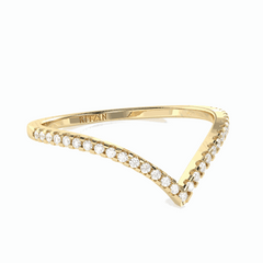 Anillo de diamantes cultivados en laboratorio de 18 quilates con corte brillante redondo Chevron para mujer