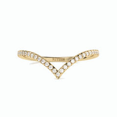 Anillo de diamantes cultivados en laboratorio de 18 quilates con corte brillante redondo Chevron para mujer