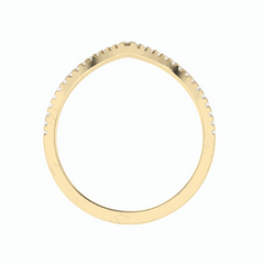 Anillo de diamantes cultivados en laboratorio de 18 quilates con corte brillante redondo Chevron para mujer