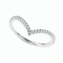 Anillo de diamantes cultivados en laboratorio de 18 quilates con corte brillante redondo Chevron para mujer
