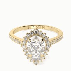 2.20 TCW Pear Cut Halo 18K Lab Grown Diamond Ring for Women