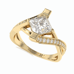 Anillo de diamantes cultivados en laboratorio de 18 quilates con corte princesa trenzado de 1,50 TCW para mujer