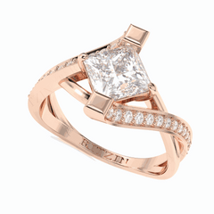 Anillo de diamantes cultivados en laboratorio de 18 quilates con corte princesa trenzado de 1,50 TCW para mujer