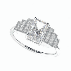 1.10 TCW Radiant Cut Cluster Lab Grown Diamond Ring for Women