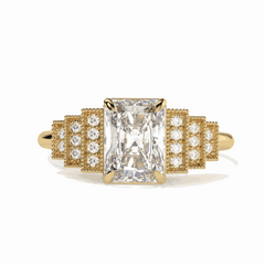 1.10 TCW Radiant Cut Cluster Lab Grown Diamond Ring for Women