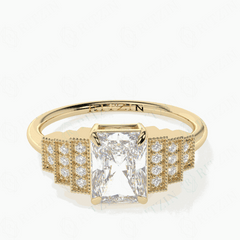 1.10 TCW Radiant Cut Cluster Lab Grown Diamond Ring for Women
