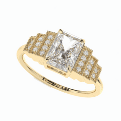1.10 TCW Radiant Cut Cluster Lab Grown Diamond Ring for Women