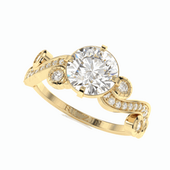Anillo nupcial de diamantes cultivados en laboratorio de 18 quilates con corte brillante redondo de 1,50 TCW para mujer