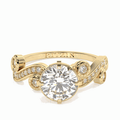 Anillo nupcial de diamantes cultivados en laboratorio de 18 quilates con corte brillante redondo de 1,50 TCW para mujer