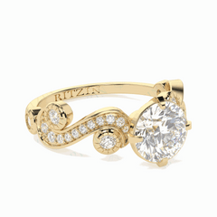 Anillo nupcial de diamantes cultivados en laboratorio de 18 quilates con corte brillante redondo de 1,50 TCW para mujer