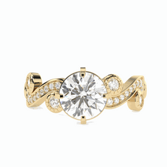 Anillo nupcial de diamantes cultivados en laboratorio de 18 quilates con corte brillante redondo de 1,50 TCW para mujer