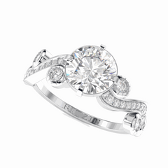Anillo nupcial de diamantes cultivados en laboratorio de 18 quilates con corte brillante redondo de 1,50 TCW para mujer