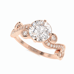Anillo nupcial de diamantes cultivados en laboratorio de 18 quilates con corte brillante redondo de 1,50 TCW para mujer
