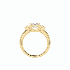 Anillo de diamantes cultivados en laboratorio de 18 quilates con corte Asscher en racimo de 3,25 TCW para mujer