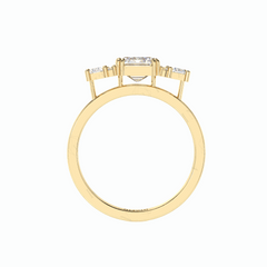 Anillo de diamantes cultivados en laboratorio de 18 quilates con corte esmeralda en racimo de 3,00 TCW para mujer