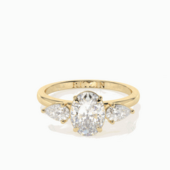 Anillo de diamantes cultivados en laboratorio de 18 quilates con corte ovalado de 1,80 TCW y 3 piedras para mujer