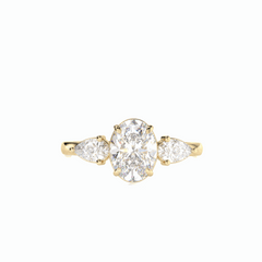 Anillo de diamantes cultivados en laboratorio de 18 quilates con corte ovalado de 1,80 TCW y 3 piedras para mujer