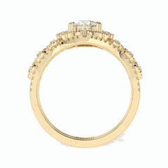 0,80 TCW Birnenschliff Brautset 18K Lab Grown Diamantring für Damen