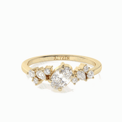 0.50 TCW Oval Cut Cluster 18K Lab Grown Diamond Ring for Women