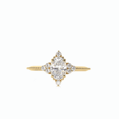 1.00 TCW Oval Cut Halo 18K Lab Grown Diamond Ring for Women