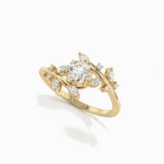 Anillo de diamantes cultivados en laboratorio de 18 quilates con corte brillante redondo y trenzado de 0,70 TCW para mujer