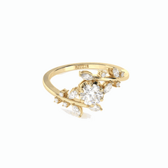 Anillo de diamantes cultivados en laboratorio de 18 quilates con corte brillante redondo y trenzado de 0,70 TCW para mujer