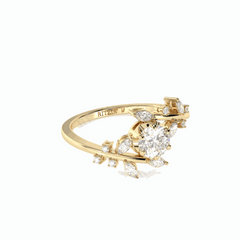 Anillo de diamantes cultivados en laboratorio de 18 quilates con corte brillante redondo y trenzado de 0,70 TCW para mujer