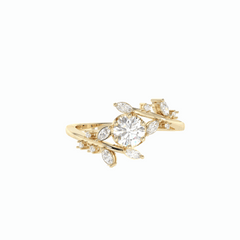 Anillo de diamantes cultivados en laboratorio de 18 quilates con corte brillante redondo y trenzado de 0,70 TCW para mujer