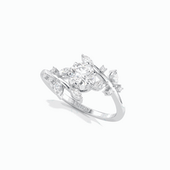 Anillo de diamantes cultivados en laboratorio de 18 quilates con corte brillante redondo y trenzado de 0,70 TCW para mujer