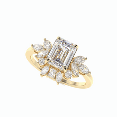 Anillo de diamantes cultivados en laboratorio de 18 quilates con corte esmeralda de 2,30 TCW para mujer