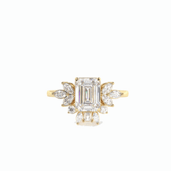 Anillo de diamantes cultivados en laboratorio de 18 quilates con corte esmeralda de 2,30 TCW para mujer
