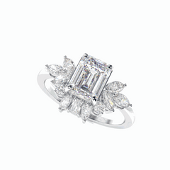 Anillo de diamantes cultivados en laboratorio de 18 quilates con corte esmeralda de 2,30 TCW para mujer